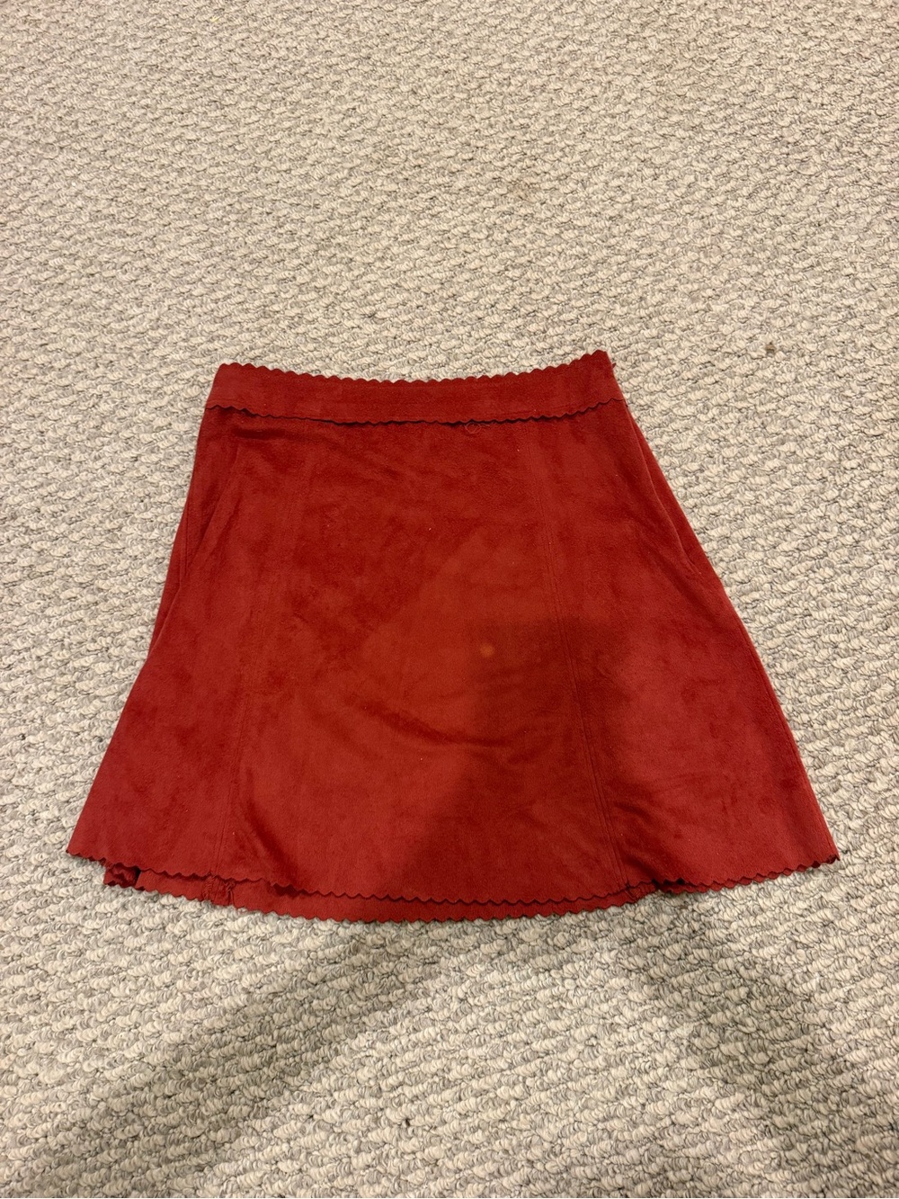 Altar'd State Red Scalloped Hem Skater Skirt